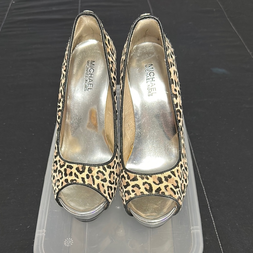 Michael Kors Brown and Black Peep Toe Heels